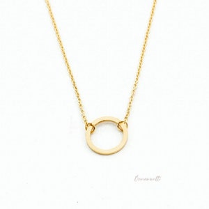 Collier délicat-filigrane-simple-cercle-acier inoxydable-argent-or-plaqué or rose-minimaliste-géométrique Gold