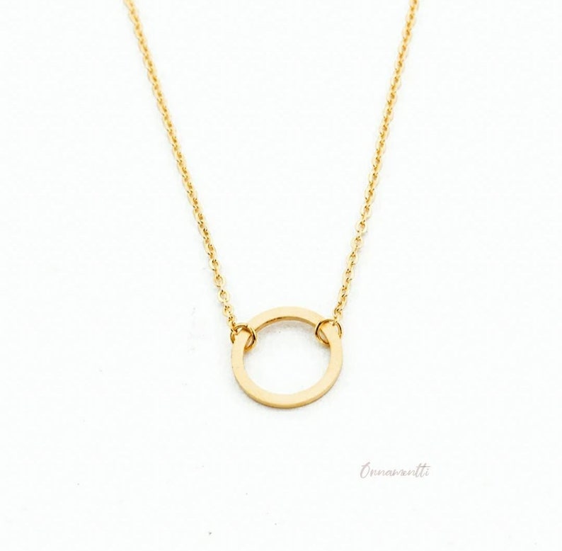 Collier délicat-filigrane-simple-cercle-acier inoxydable-argent-or-plaqué or rose-minimaliste-géométrique Gold