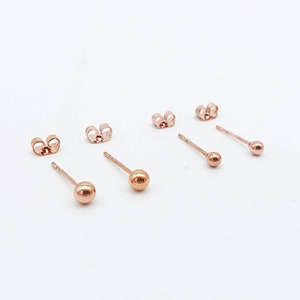 1 Pair Rose Gold Stainless Steel Gold Plated Minimalist Pearl Stud Earrings Ball image 5