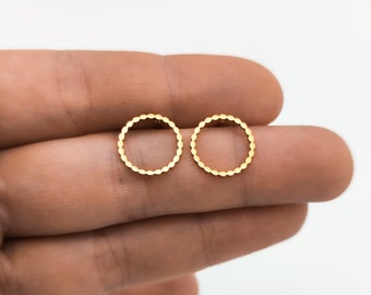 1 pair of stud earrings, earrings, stainless steel, gold plated, gift idea, gift, geometric, minimalist, simple, circle, delicate, waterproof