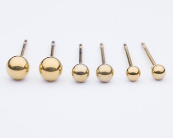 1 pair of ball stud earrings-stainless steel-gold-plated-ball-delicate stud earrings-simple earrings