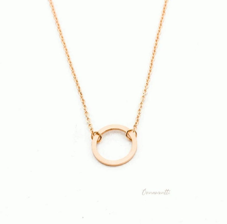 Collana delicata - filigrana - semplice - cerchio - acciaio inossidabile - argento - oro - oro rosa - placcata oro - minimalista - geometrica Rosegold