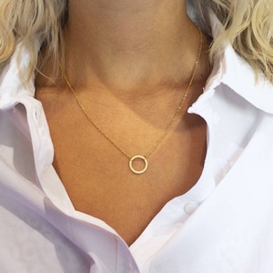 Collana delicata - filigrana - semplice - cerchio - acciaio inossidabile - argento - oro - oro rosa - placcata oro - minimalista - geometrica immagine 1