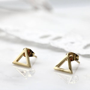 Ohrstecker, Ohrschmuck, Edelstahl, vergoldet, gold, Dreieck, geometrisch, minimalistisch Bild 6