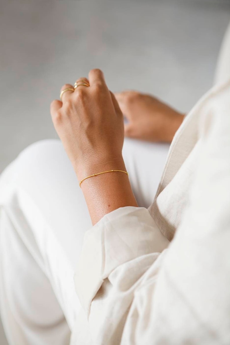 Delicate bracelet-filigree-ball bracelet-stacking bracelet-puristic-simple-minimalist-925 silver-gold-plated-satellite bracelet-ball bracelet image 1