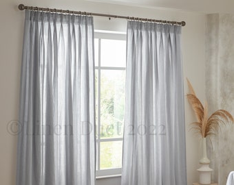 Extra Long Linen Curtains, Pinch Pleat Curtains, Linen Curtains Home Decor, Bedroom Decor Window Treatment, Black-out Curtains Natural Linen