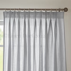 Pinch Pleat Linen Curtains, French Pleat Linen Curtains, Extra Long Curtains, Window Treatments, Natural Linen Blackout Curtains