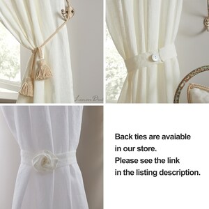 Linen Curtains with Bow Ties, Custom Curtains Natural Linen, White Linen Curtains, Semi-Sheer Curtains Home Decor, Extra-long Linen Curtains image 5