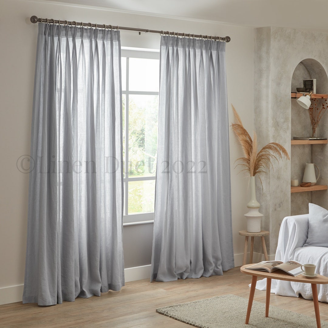 Extra Long Linen Curtains, Pinch Pleat Curtains, Linen Curtains Home