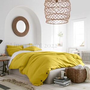 Linen Duvet Cover Linen Bedding, Duvet Cover Queen, Duvet Cover King, Toddler Bedding Birthday Gift, Bedroom Decor Crib Bedding Washed Linen Yellow