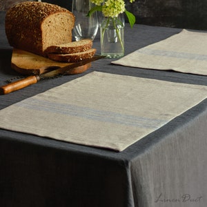 Placemats Farmhouse Decor, Linen Placemats with Stripes, Home Decor Striped Placemats, Kitchen Decor, Rustic Placemats, Housewarming Gift