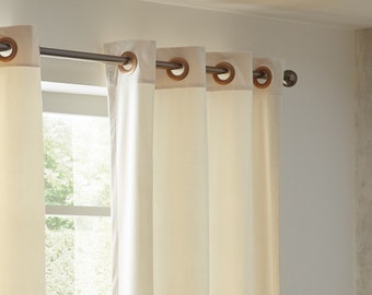 Douceur D'Intérieur Tenda Con Occhielli 140x240 Cm, Velo Sabbiato Con Stampa Metallica Oro Soleggiato, 100% Poliestere
