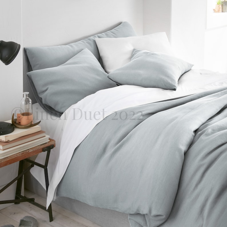 Linen Duvet Cover Linen Bedding, Duvet Cover Queen, Duvet Cover King, Toddler Bedding Birthday Gift, Bedroom Decor Crib Bedding Washed Linen Light Bluish Grey