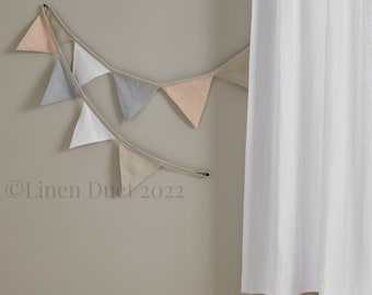 Linen Bunting, Kids Room Décor Fabric Bunting, Halloween Bunting, Baby Shower, Wedding Bunting Garland, Nursery Wall Décor
