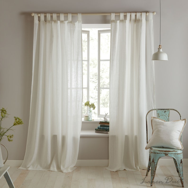 Custom Linen Curtains One Curtain Panel With Tab Top Wide Etsy