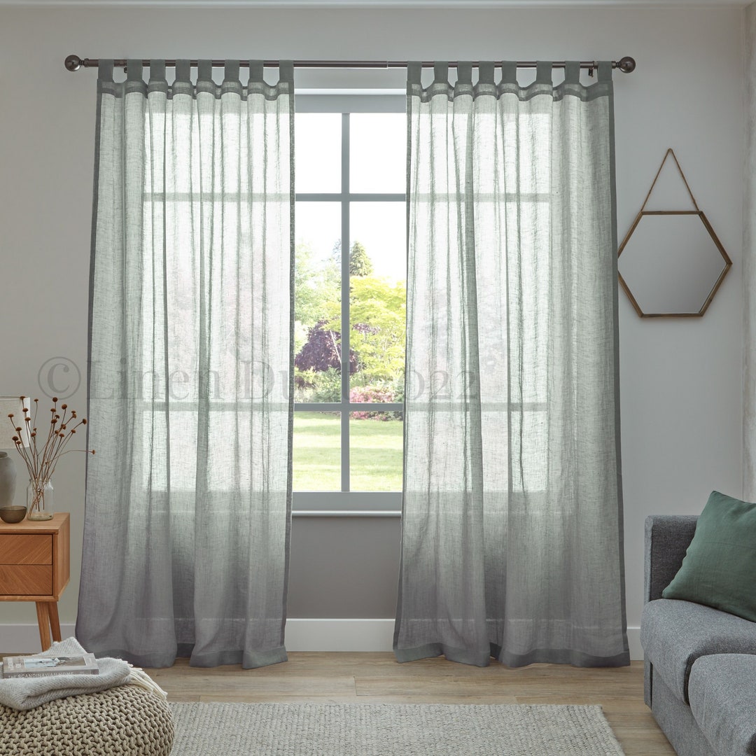 Sheer Linen Curtains, Extra Long Curtains, Linen Curtains With Tab Top