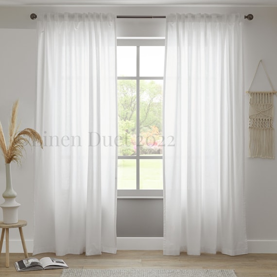 Cortinas blancas, cortinas extra largas de algodón simple, cortinas de  ventana semi transparentes, cortinas de café de algodón puro, cortinas de  cocina tratamientos de ventanas -  España