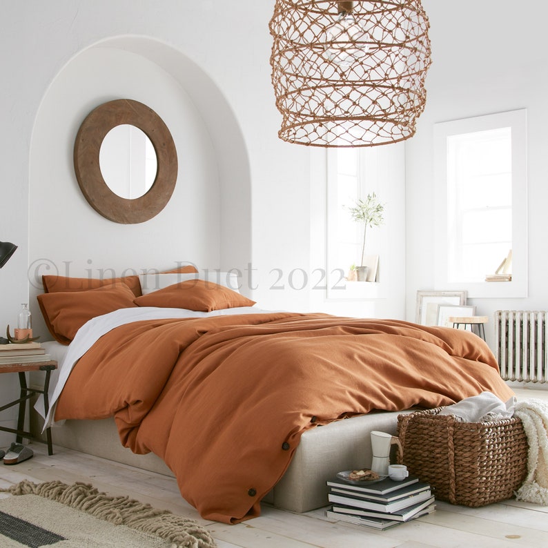 Linen Duvet Cover Linen Bedding, Duvet Cover Queen, Duvet Cover King, Toddler Bedding Birthday Gift, Bedroom Decor Crib Bedding Washed Linen Cinnamon