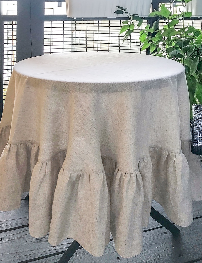 Linen Tablecloth With Ruffle Custom Tablecloth Round Etsy Ireland