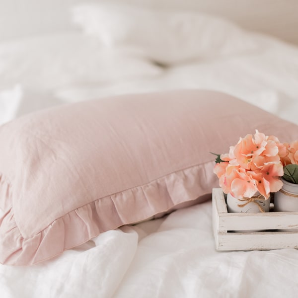 Linen Ruffled Pillow Etsy