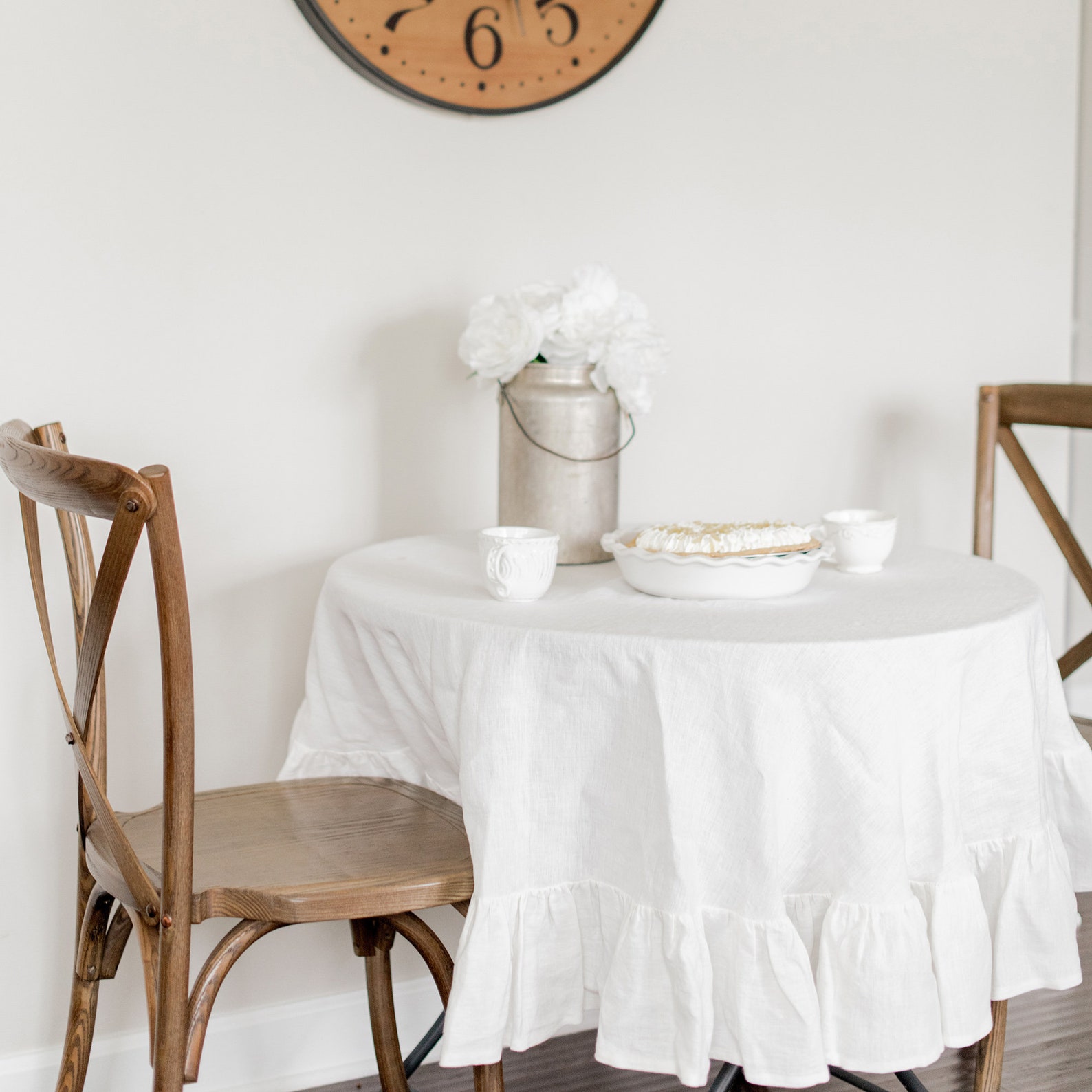 Linen Tablecloth With Ruffle Custom Tablecloth Round Etsy Ireland