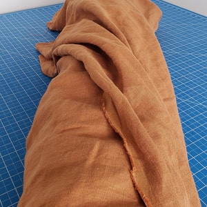Extra Wide 100&quot; Cinnamon Colored Linen Fabric - Fabric by the Yard / Meter or Half - Linen Medium Weight - Linen for Linen Bedding, Clothes