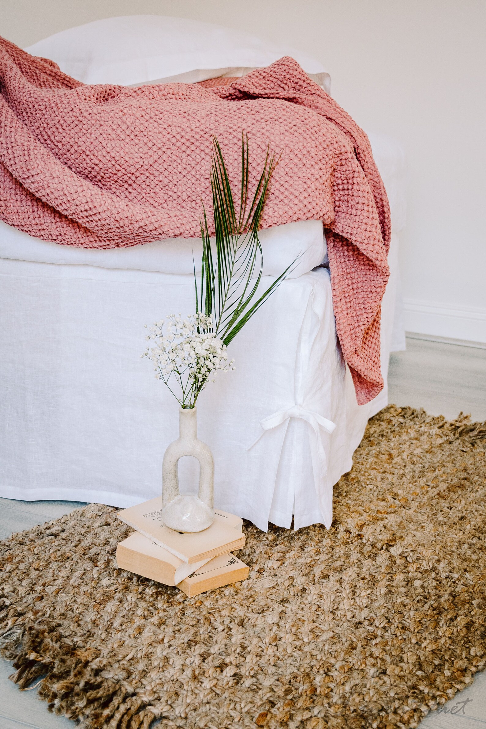 Linen Bed Coverlet With Flat Sides and Corner Ties Linen Etsy
