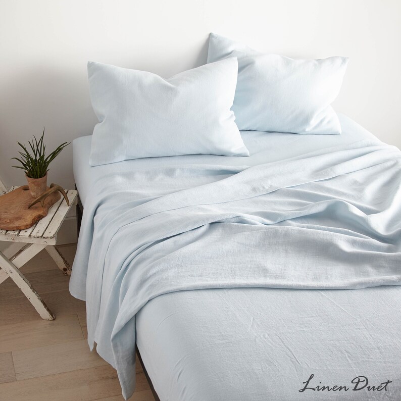 Linen Fitted Sheet Mustard White Oatmeal Linen Bedding Etsy