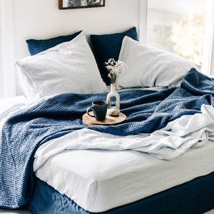 Linen Blanket, Linen Bed Blanket, Waffle Linen Blanket, Eco Friendly Linen Bedding, Linen Coverlet, Toddler Bedding Birthday Gift, Throw