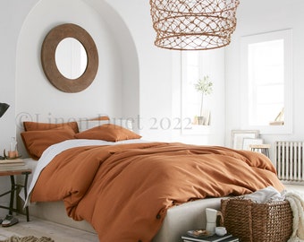 Super Soft Cinnamon Linen Duvet Cover - Duvet Cover With Buttons Twin Full Double Queen King Toddler - Linen Bedding Sustainable