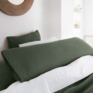 Linen Body Pillow Cover, Green Pillow Cover, Linen Pillowcase Boho Decor Pregnancy Pillow Covers, Linen Bedding Monogram Pillow Washed Linen