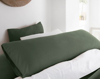 Linen Body Pillow Cover, Green Pillow Cover, Linen Pillowcase Boho Decor Pregnancy Pillow Covers, Linen Bedding Monogram Pillow Washed Linen