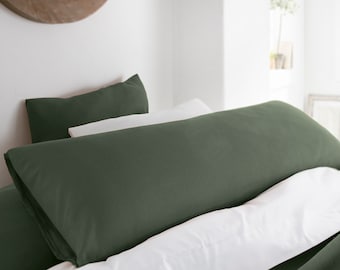 Linen Body Pillow Cover, Green Pillow Cover, Linen Pillowcase Boho Decor Pregnancy Pillow Covers, Linen Bedding Monogram Pillow Washed Linen
