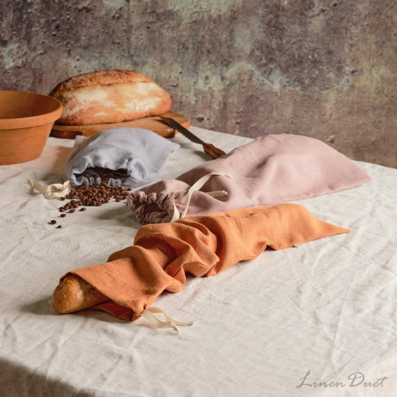 Reusable Linen Bags Linen Storage Bag Zero Waste Linen Bread Bag