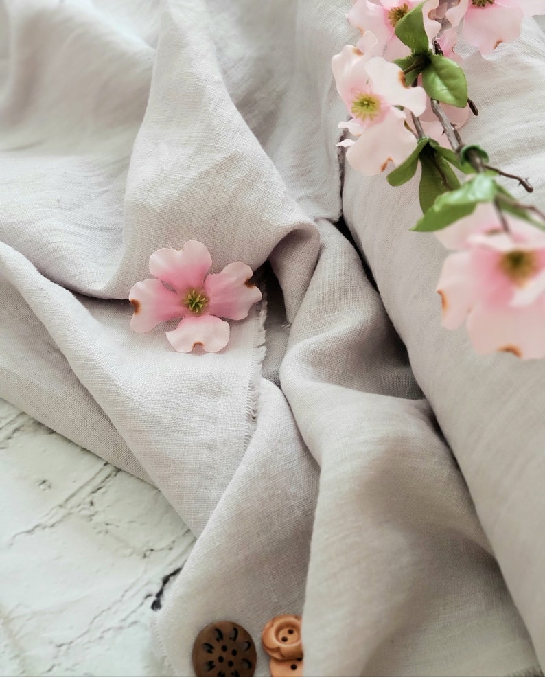 Gray Linen Fabric by the Yard Natural Linen Fabric Washed Etsy