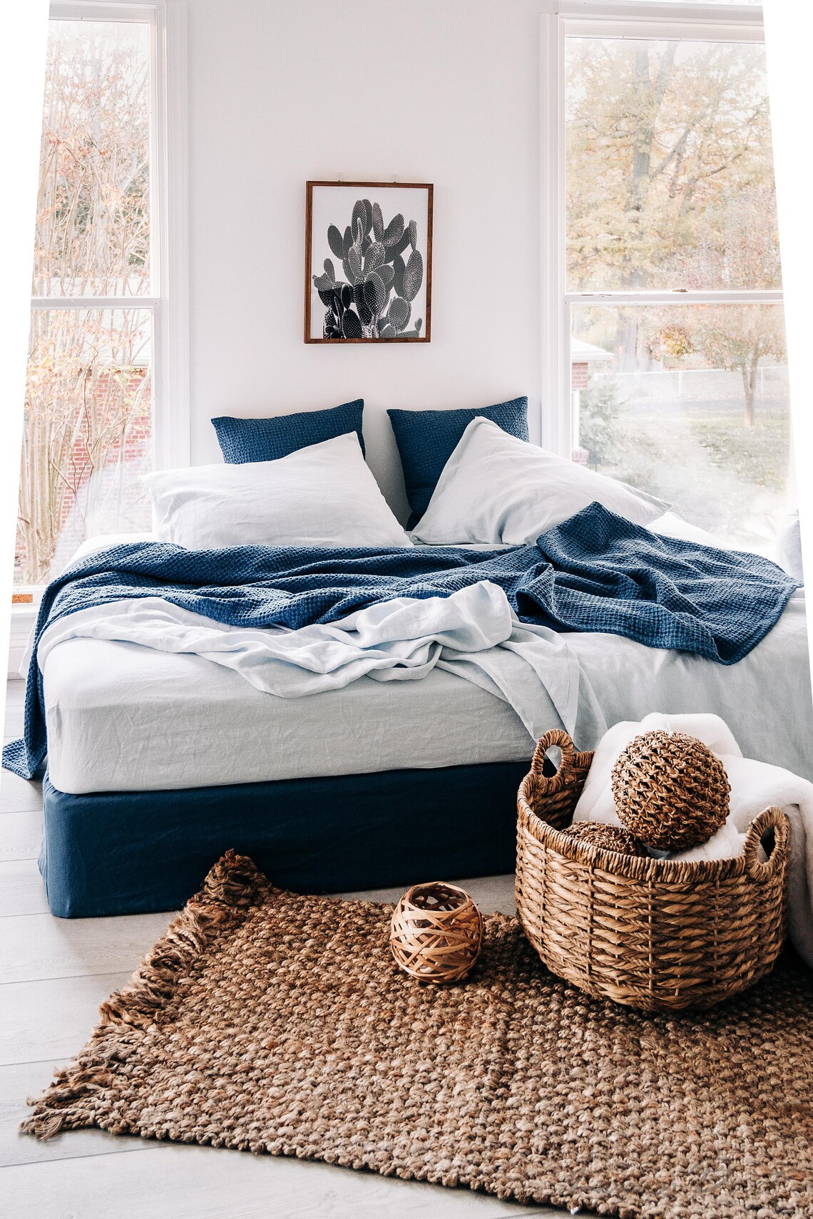 Linen Box Spring Cover Linen Bedding Queen Custom Bed Cover Etsy