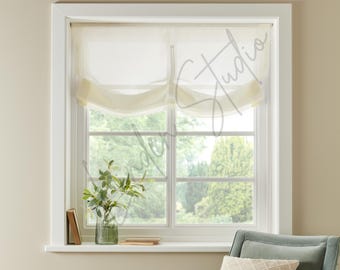 Sheer Ivory Cloud Functional Roman Shade | Polyester Window Treatment