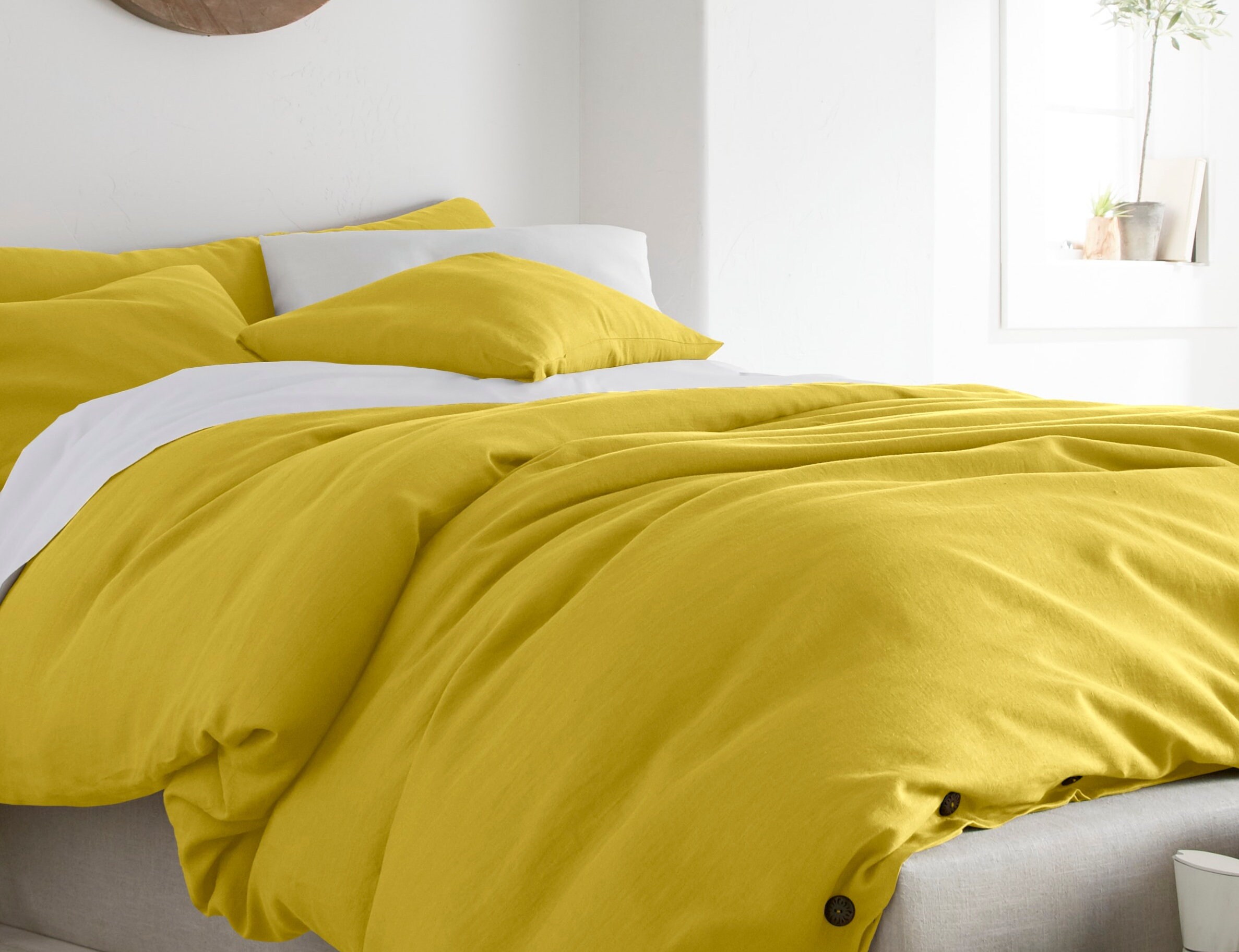 Two Yellow Linen Pillow Cases Monogram Pillow Covers Eco Etsy