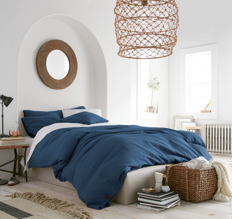 Blue Linen Duvet Cover Queen Linen Bedding Duvet Cover Etsy