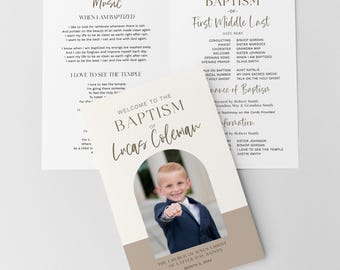 Modern LDS Baptism Program Template: Editable Canva Foldable Printable (Digital Download)