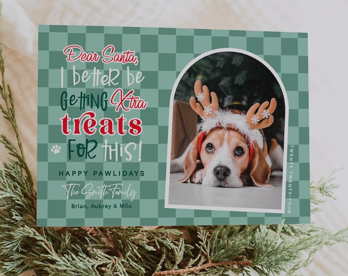 2024 Pet Christmas Card Template - Funny Christmas Cards - Holiday Card Template - Custom Dog Photo Card - Holiday Funny Dog Card