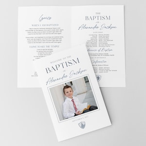 LDS Baptism Program Template for Boys | Customizable Baptism Ceremony Program | Instant Download | 3 Editable Sizes | Simple & Clean Design