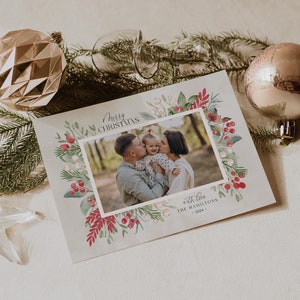 Modèle de carte de Noël Cartes de Noël Modèle de carte de vœux avec photo personnalisée Modèle de vacances moderne Bilan de l'année 2024
