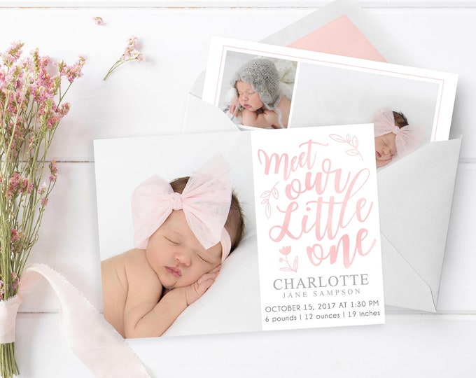 Birth Announcement | Birth Announcement Card | Digital Birth Announcement | Birth Announcement Template | Girl Birth Announcement | Newborn