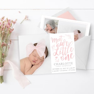 Anuncio de nacimiento / Tarjeta de anuncio de nacimiento / Anuncio de nacimiento digital / Plantilla de anuncio de nacimiento / Anuncio de nacimiento de niña / Recién nacido