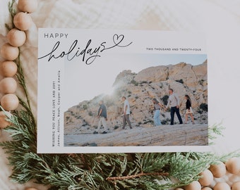 Modern Photo Christmas Card Template: Happy Holidays (Digital Download)