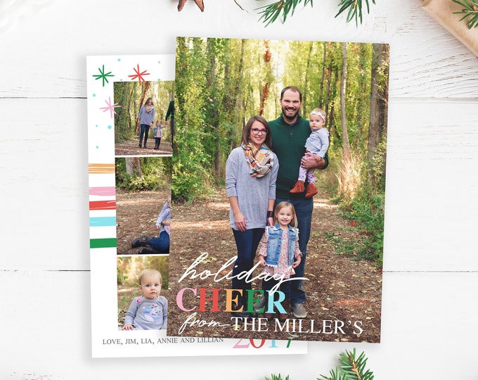 Christmas Card Template - Holiday Cheer - Christmas Template for Photoshop - Photographer Template - Digital Design
