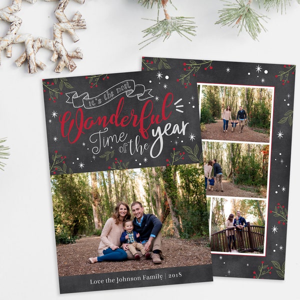 Christmas Card Template - It's the Most Wonderful Time of the Year - Photo Christmas Template - Photographer Template - Digital Design