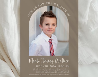 LDS Baptism Invitation Template | Modern Minimalist Canva Design (Digital Download)