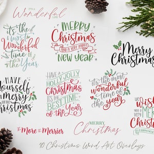 Weihnachts-Overlays - Weihnachten Word Art - Overlays für Fotografen - Weihnachten Word Art - Gold Overlays - Weihnachten Druckbare Kunst